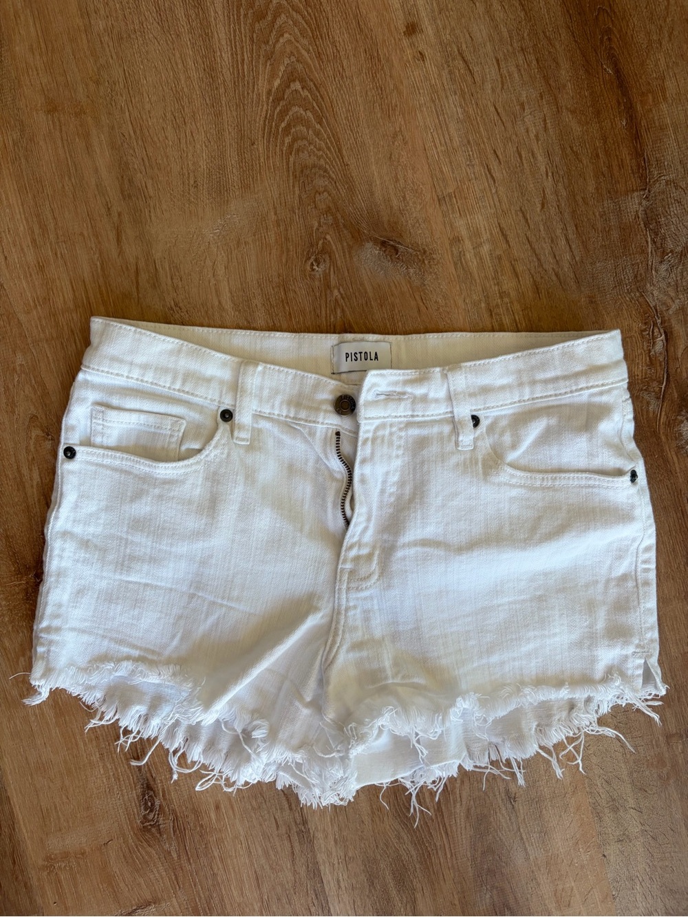 Pistola White Denim Cutoff Shorts Raw Hem Size 29